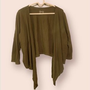 Denim&Co women’s green query length sleeve cardigan size 1X
